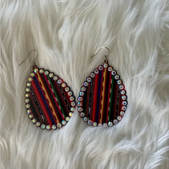 Rhinestone Dangle Earrings - Picture 1 of 2